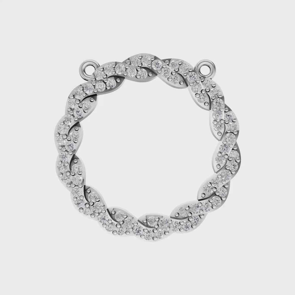 Aarinya Braided Circle Pave Diamond Pendant Element, The Twisted Halo Diamond Pendant