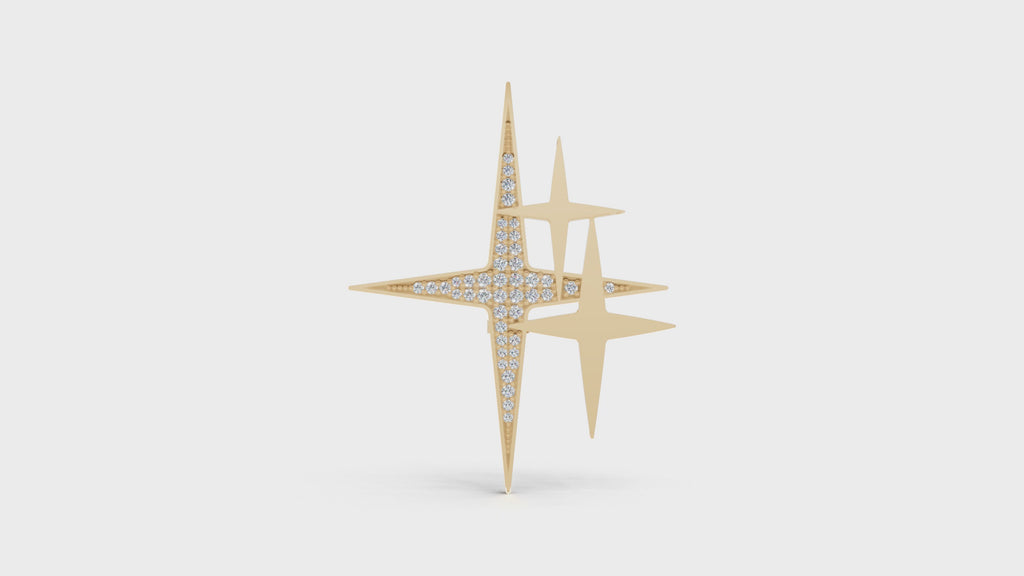 Aarinya Intersecting Starburst Lapel Pin, The Orion Multi-Star Statement Pin