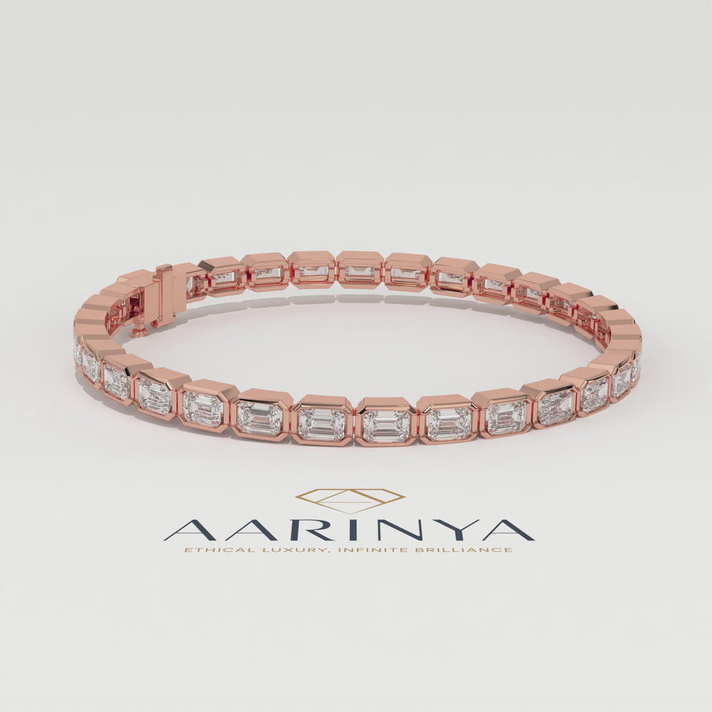 Aarinya Lab-Grown Diamond Bezel Tennis Bracelet, The Centurion Minimalist Horizon-Link Bracelet