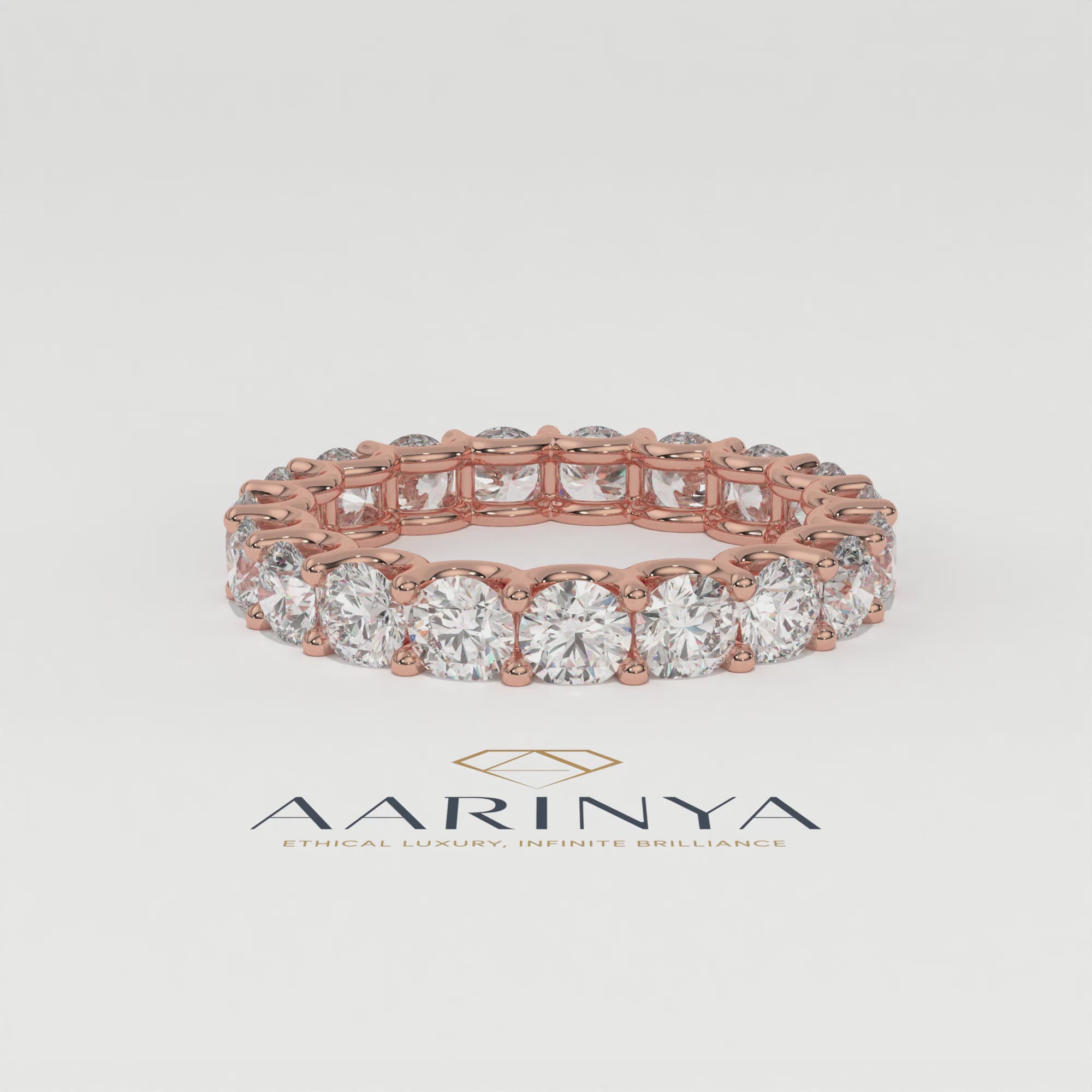 Aarinya Empress Radiant Floating Diamond Eternity, The Endless Devotion Scalloped Eternity Ring