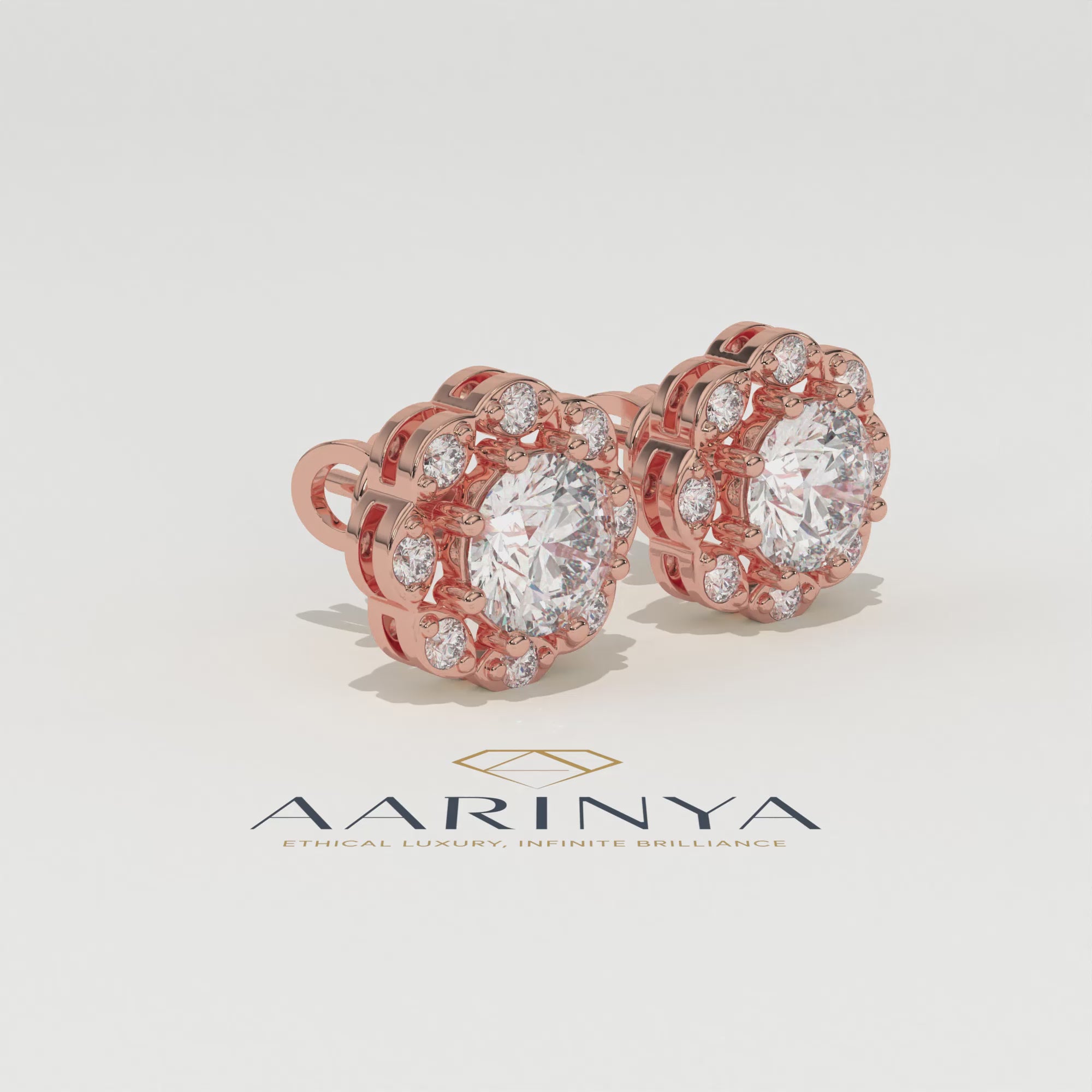 Aarinya Blossom Floral Tops Earring, The Radiant Flower Earring, Petite Petal Diamond Tops, Flower Diamond Earrings