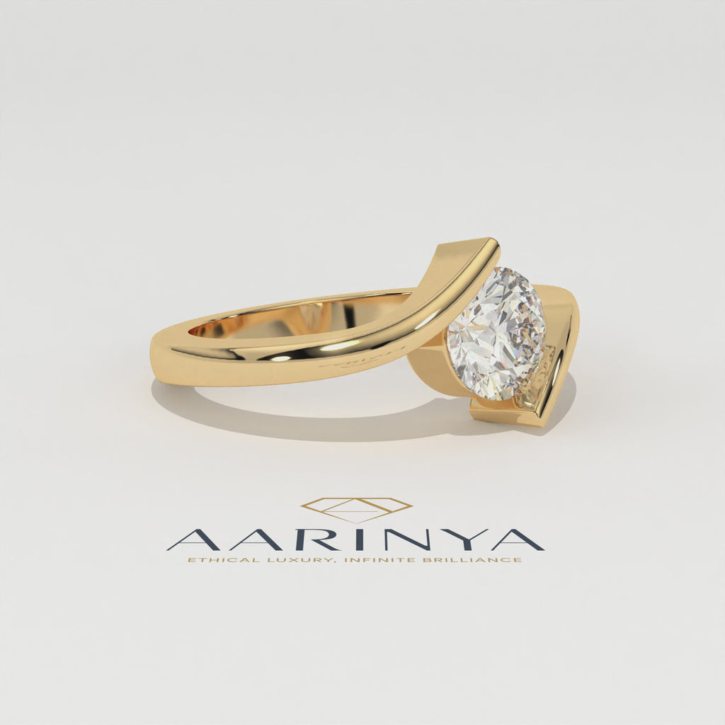 The Helix Architectural Solitiare Ring, The Vortex Clean Border Ring, Rose Gold Tension Set Engagement Ring
