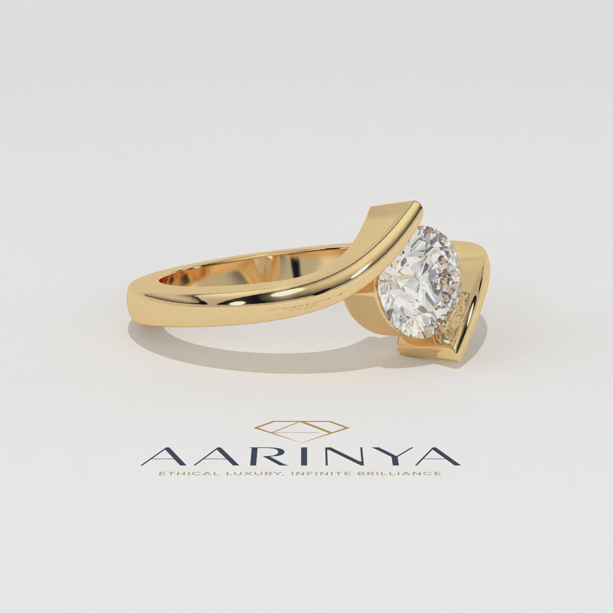 The Helix Architectural Solitiare Ring, The Vortex Clean Border Ring, Rose Gold Tension Set Engagement Ring