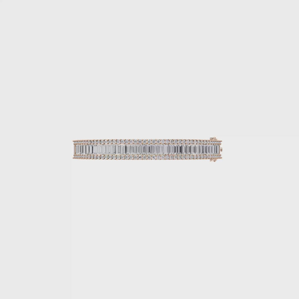 Aarinya Baguette Diamond Kada Bracelet, Linear Luminance Diamond Bracelet