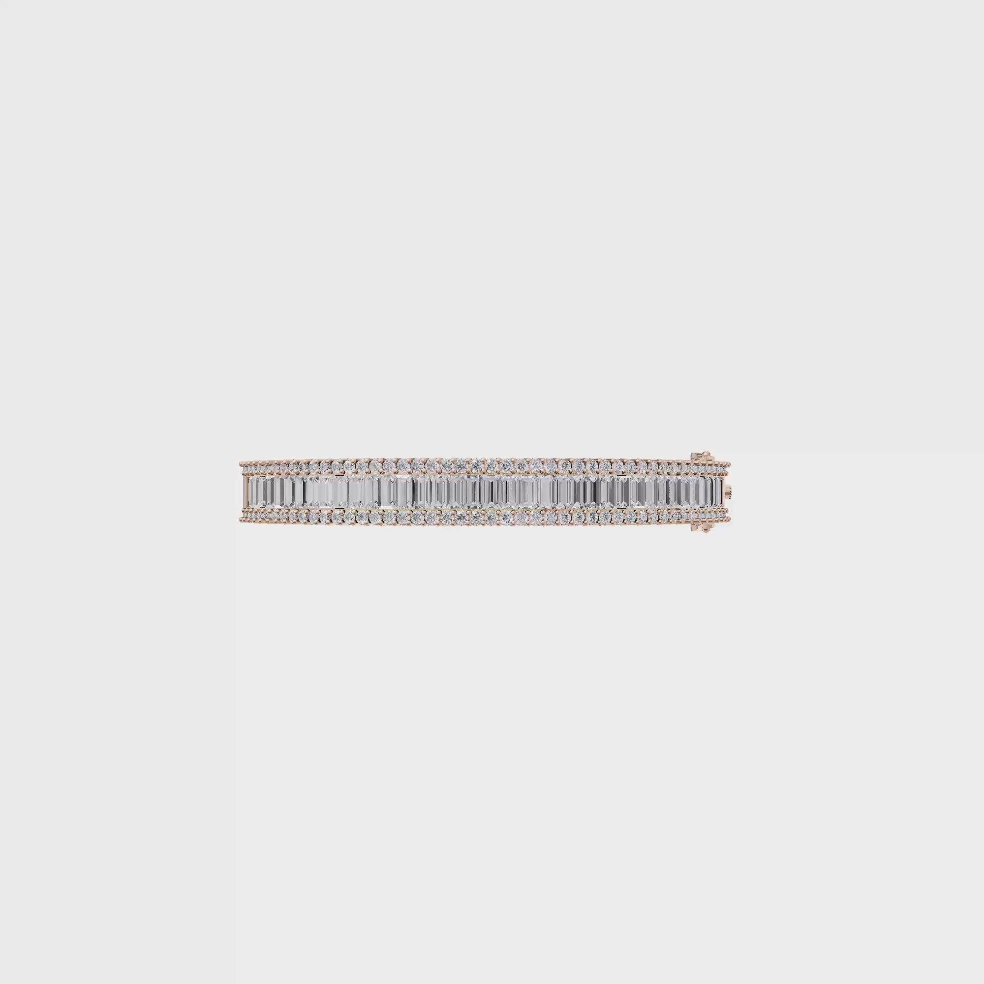 Aarinya Baguette Diamond Kada Bracelet, Linear Luminance Diamond Bracelet