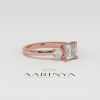 Aarinya Princess Cut Geometric Three-Stone Ring, The Empress Square Trilogy Ring, The Angular Brilliance Chevron Ring