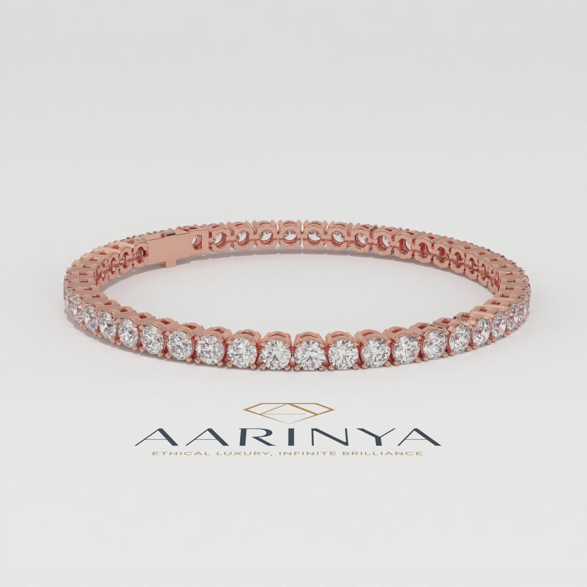 Aarinya Round Brilliant-Cut Lab-Grown Diamond Continuous Tennis Bracelet, The Centurion Minimalist Shared-Prong Collet Bracelet