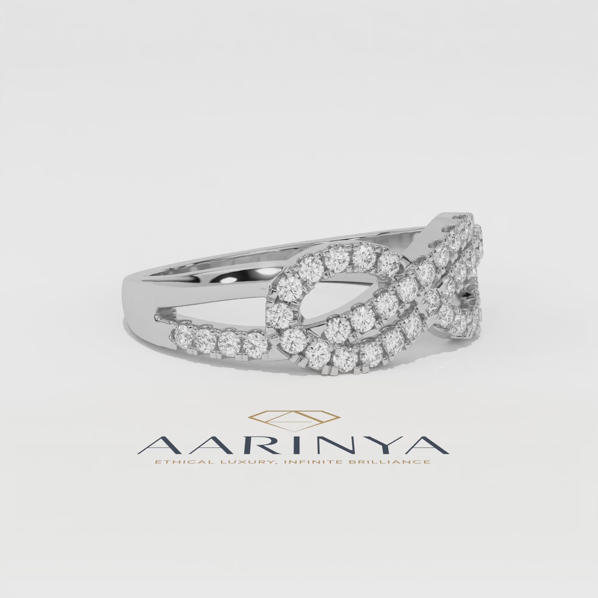 Aarinya Entwined Double Infinity Pave Ring, The Helix Interlocking Infinity Band, The Twin Flame Eternal Wave Ring