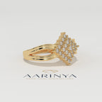 Aarinya Diamond Kite Cluster Ring, The Deco Diamond Grid Ring, Gold Rhombus Cluster Ring