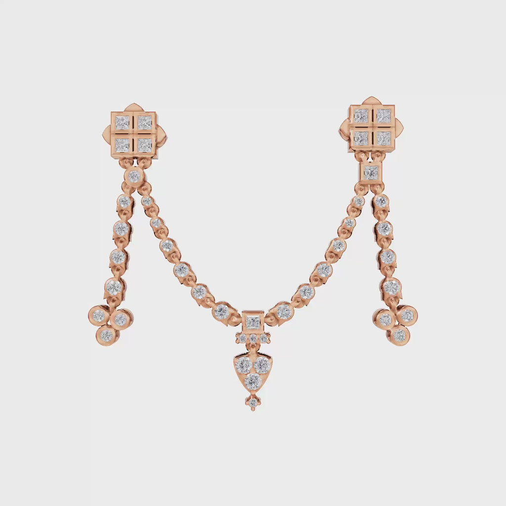 Aarinya Imperial Festoon Lab-Grown Diamond Pin ,The Ritz Chevron Dangle Brooch