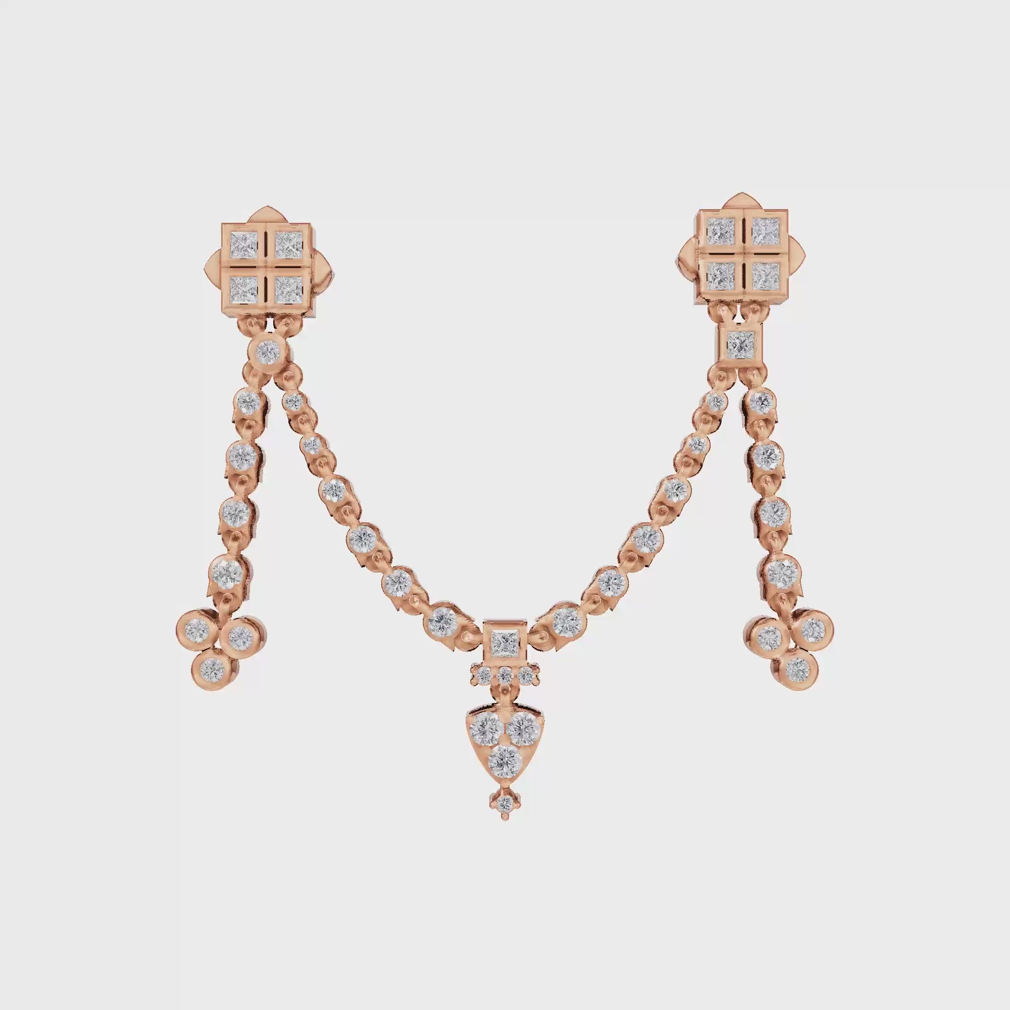 Aarinya Imperial Festoon Lab-Grown Diamond Pin ,The Ritz Chevron Dangle Brooch