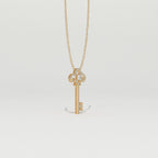 Aarinya Vintage Fleur-de-Lis Lab-Grown Diamond Key Pendant, The Centurion Minimalist Baroque Key Pendant