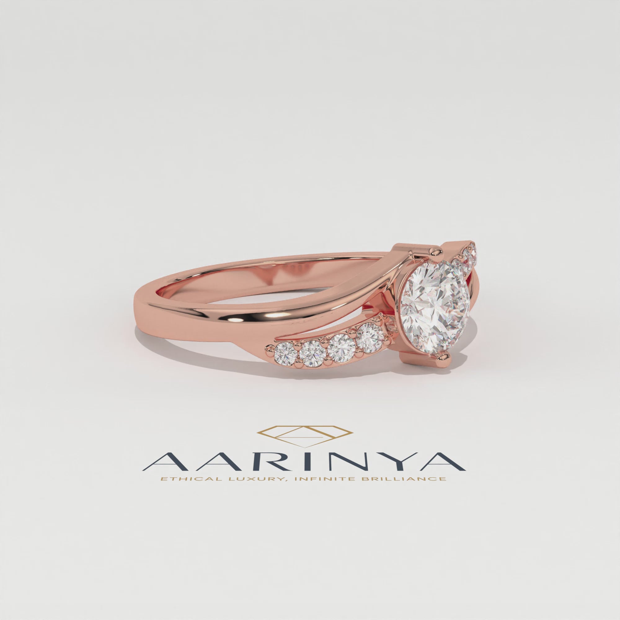 Aarinya Infinitia Wave Ring, The Endless Devotion Infinity Ring, culptural Infinity Diamond Loop Ring