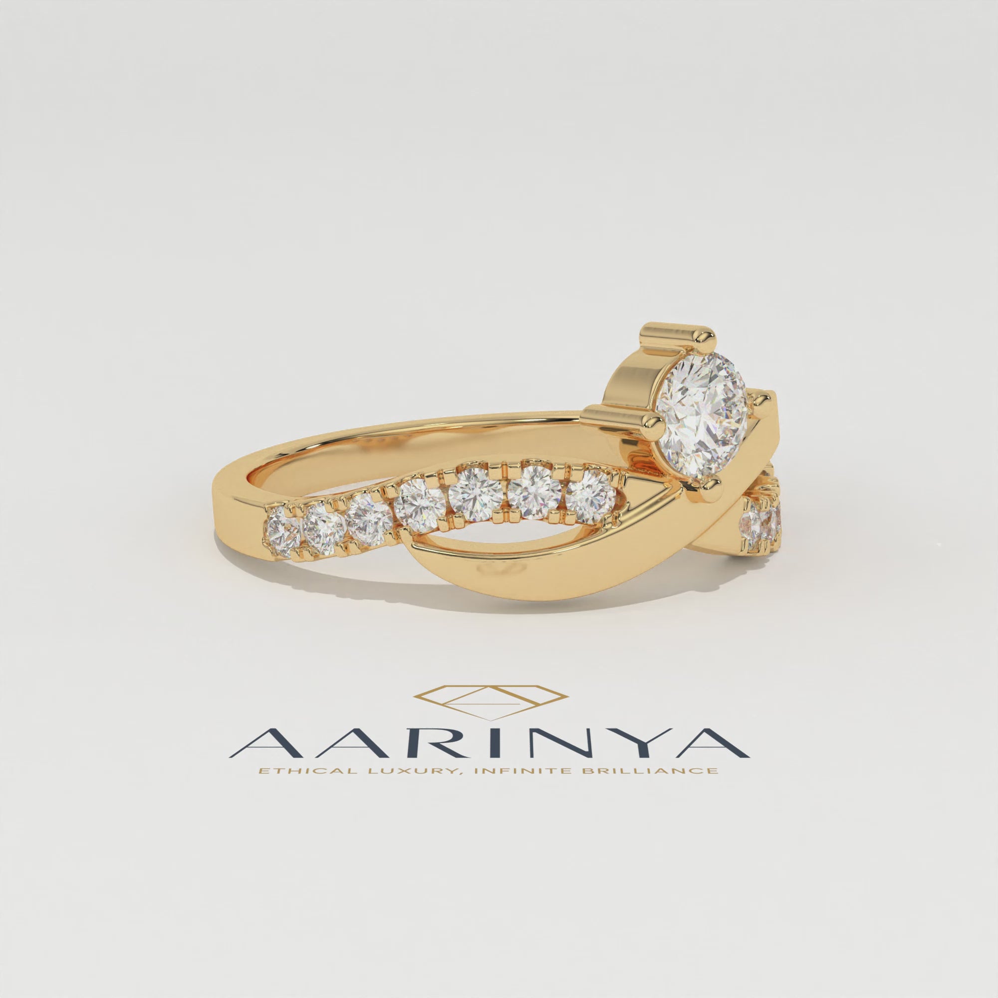 Aarinya Criss Cross Diamond Infinity Ring, The Infinite Devotion Crossover Ring, Rose Gold Infinity Ring
