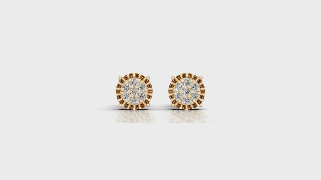 Aarinya Astra Fluted Diamond Starburst Halo Tops Earring