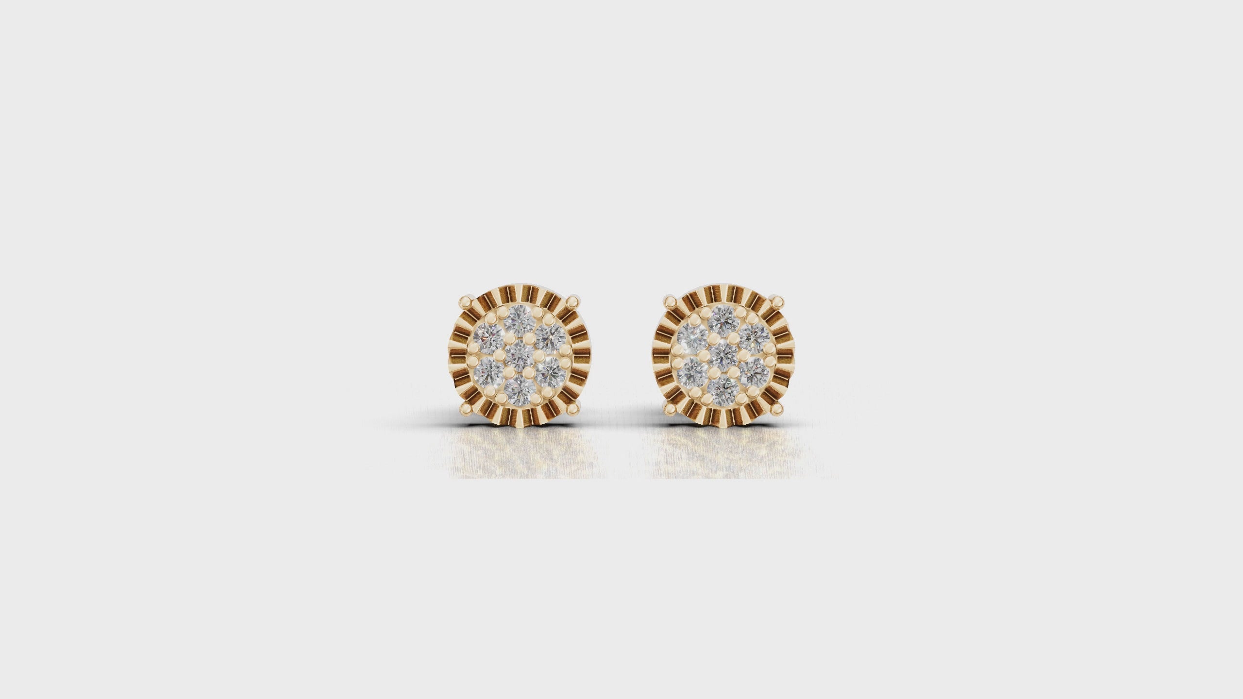 Aarinya Astra Fluted Diamond Starburst Halo Tops Earring