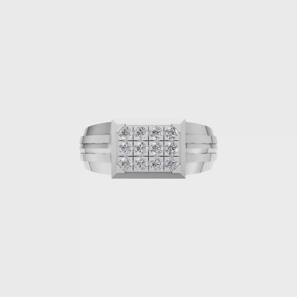 Aarinya Beveled Matrix Lab Grown Diamond Signet Ring, The Imperial Lab grown diamond Cluster Ring