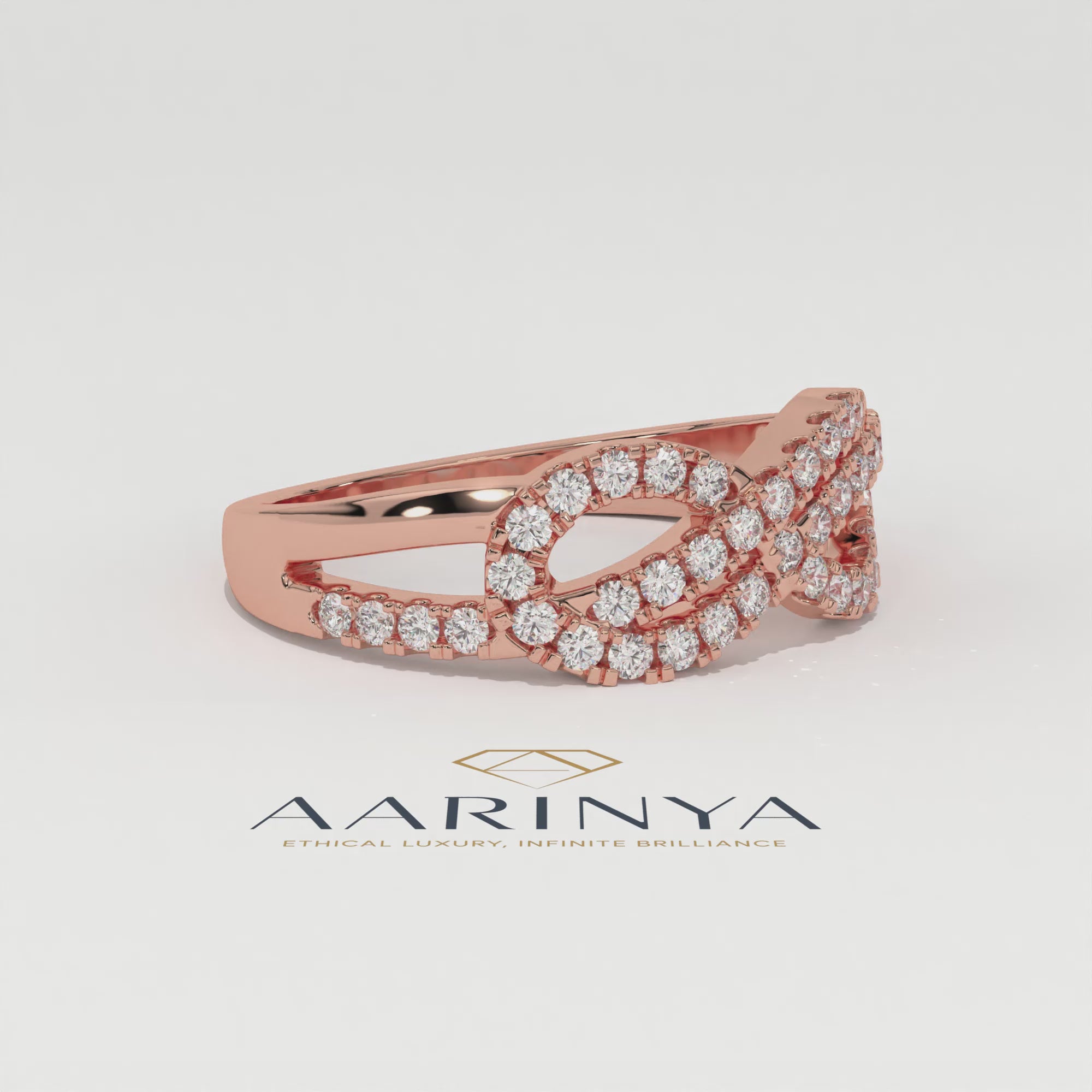 Aarinya Entwined Double Infinity Pave Ring, The Helix Interlocking Infinity Band, The Twin Flame Eternal Wave Ring