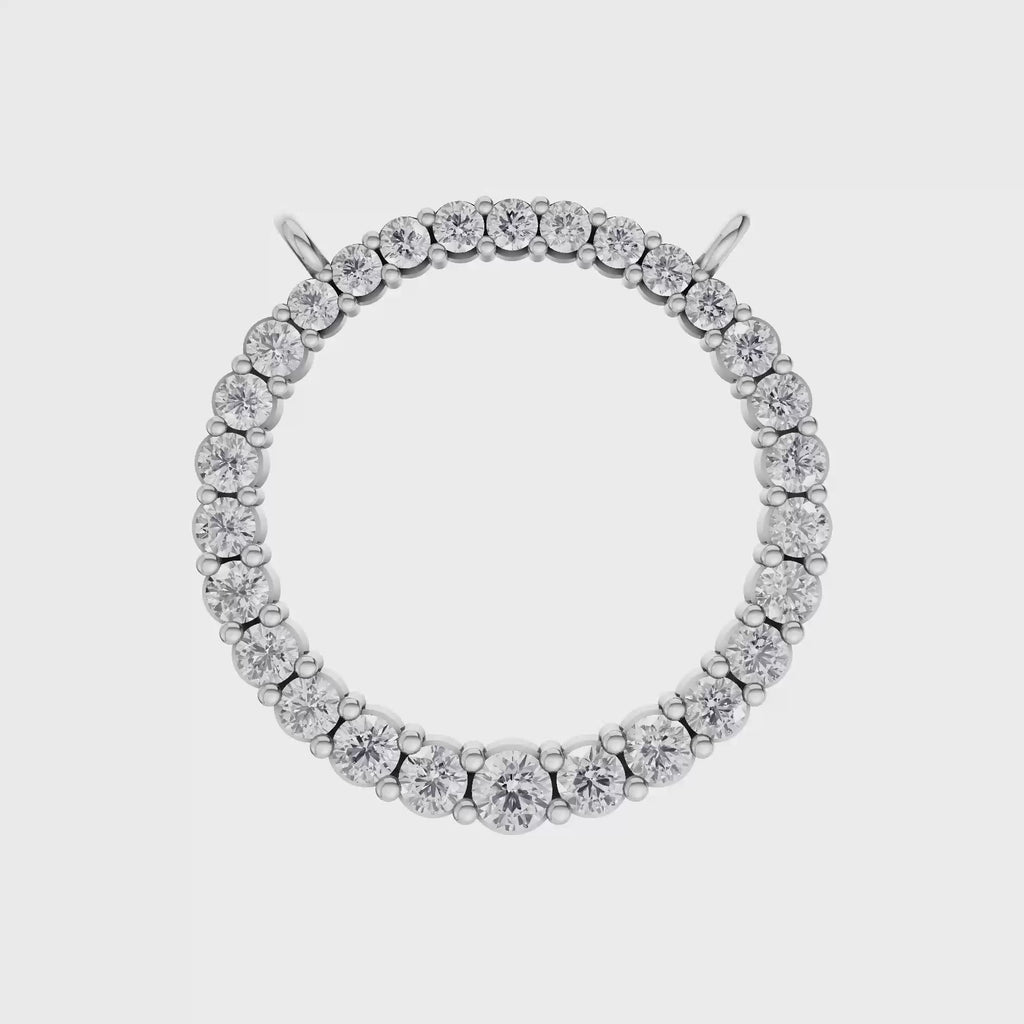 Aarinya Tapered Round Open-Halo Diamond Pendant Connector, The Crest Floating Circle Pendant