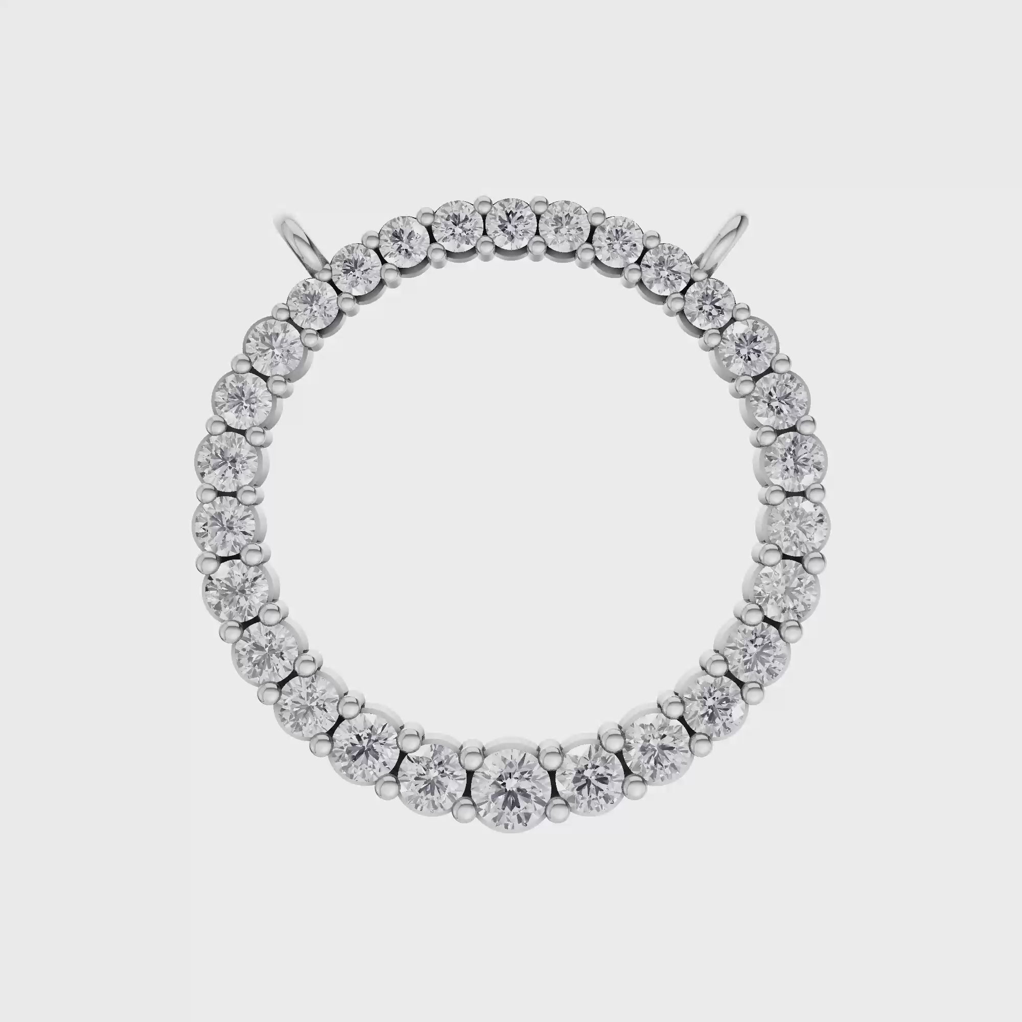 Aarinya Tapered Round Open-Halo Diamond Pendant Connector, The Crest Floating Circle Pendant