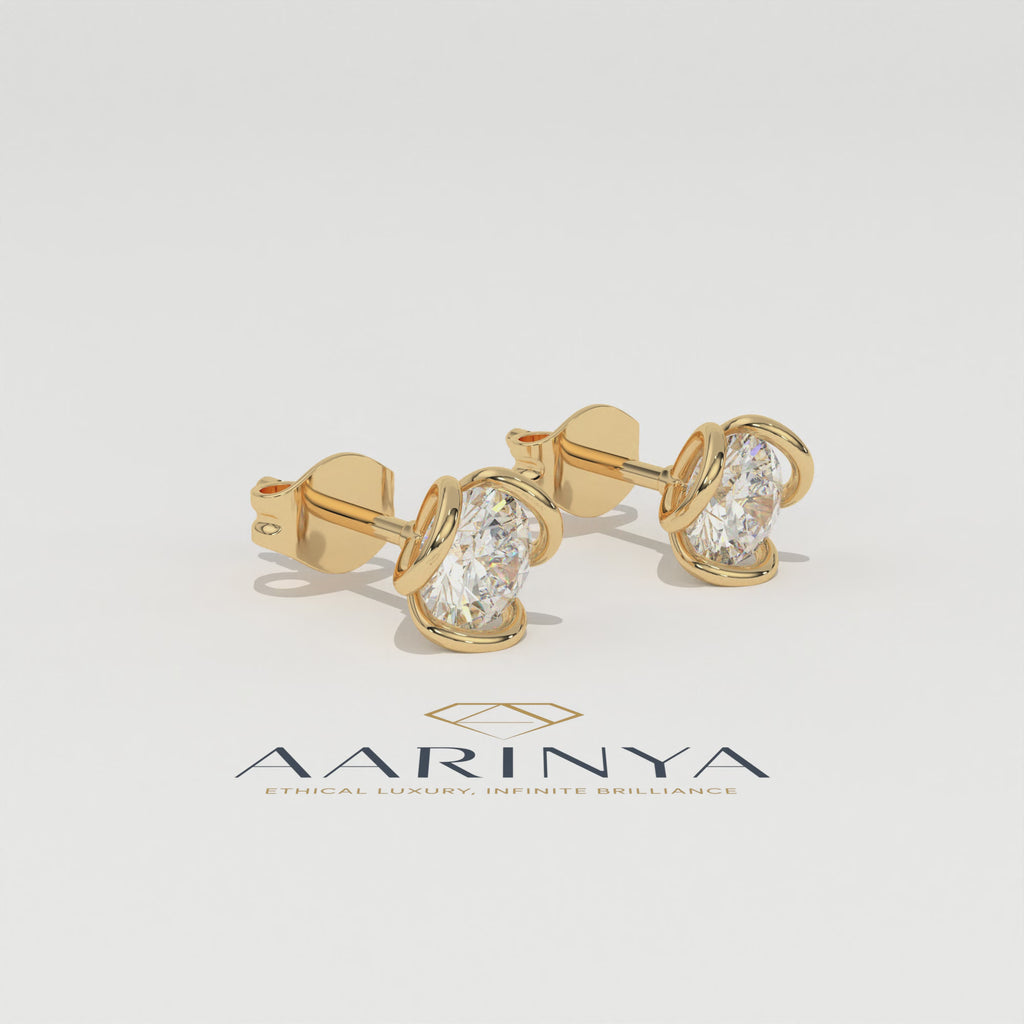 Aarinya Helix Modern Diamond Tops, The Contemporary Swirl Tops Earrings