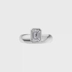 Aarinya Beveled Emerald-Cut Full Bezel Ring, The Bezel Emerald-Cut 0.5 carat Diamond Solitaire Ring