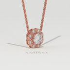 Aarinya Blossom Floral Pendant, Daily Wear / Office Wear Pendant, Milestone Birthday Gift, Floral Diamond Pendant