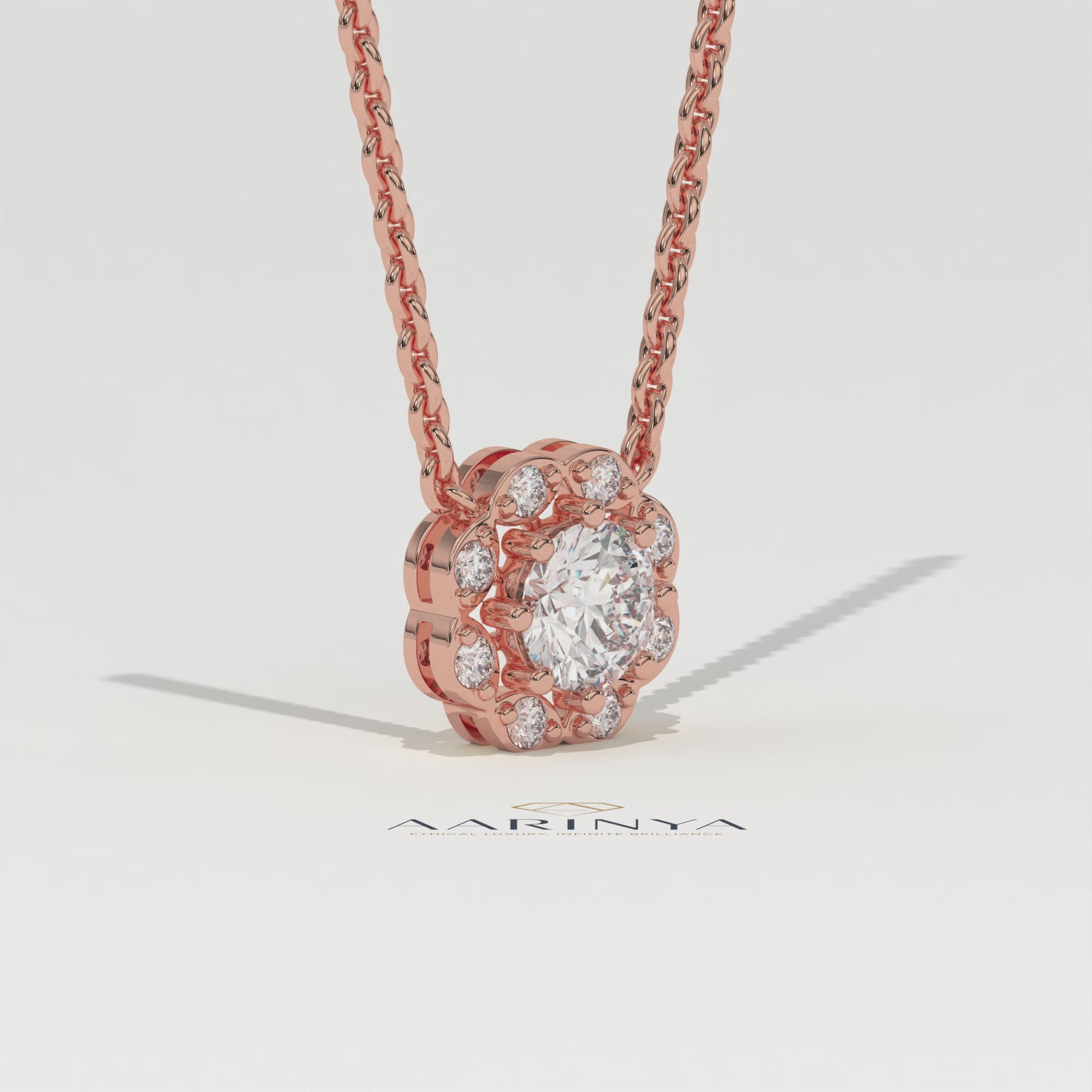 Aarinya Blossom Floral Pendant, Daily Wear / Office Wear Pendant, Milestone Birthday Gift, Floral Diamond Pendant