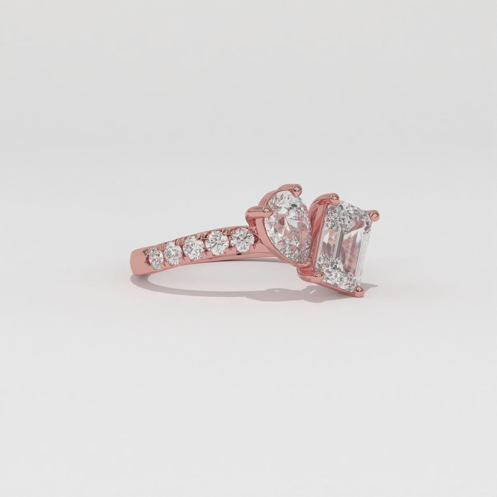 Aarinya Pear & Emerald-Cut Lab-Grown Diamond Toi et Moi Ring, The Vantage Silhouette Dual-Aura Bypass Statement Ring