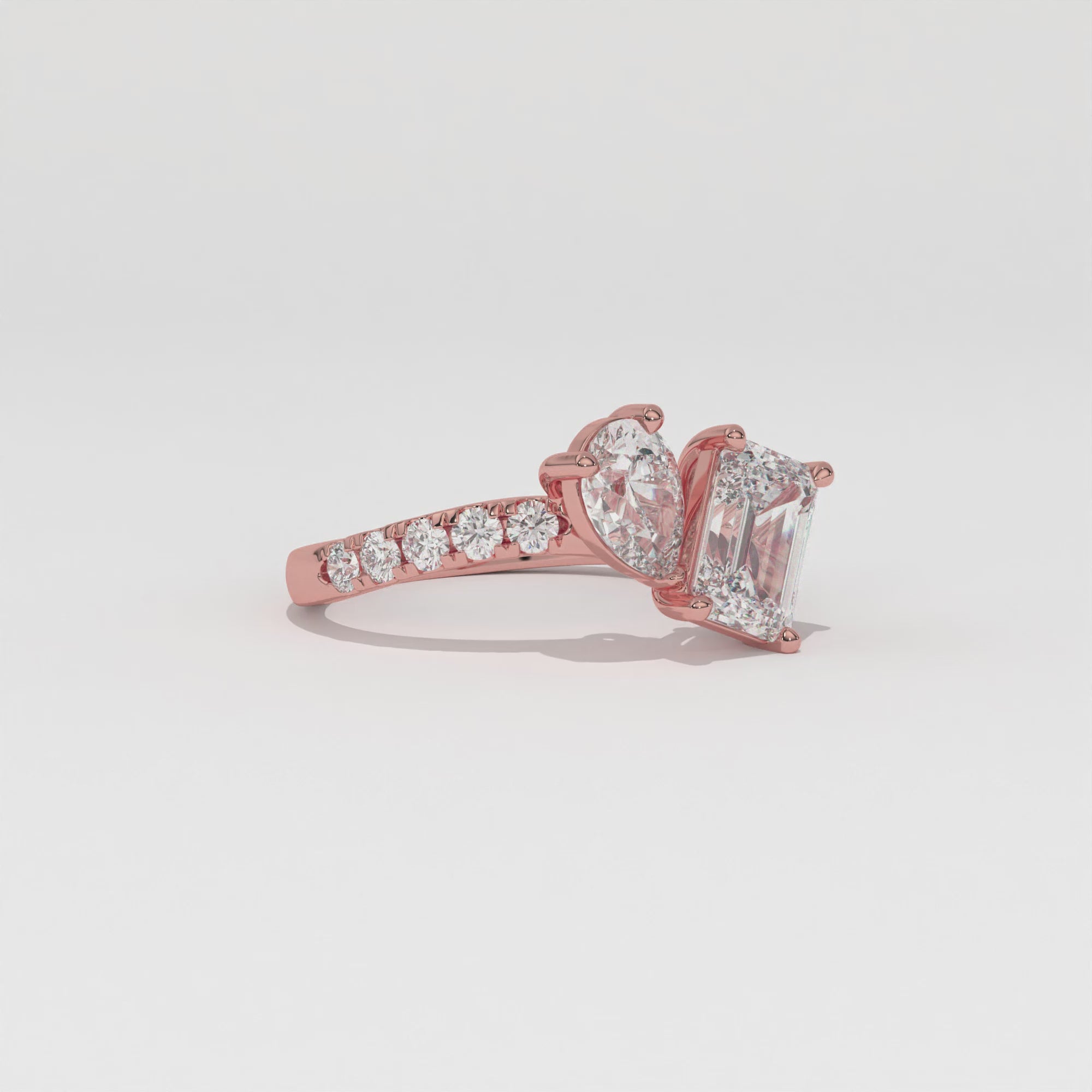 Aarinya Pear & Emerald-Cut Lab-Grown Diamond Toi et Moi Ring, The Vantage Silhouette Dual-Aura Bypass Statement Ring