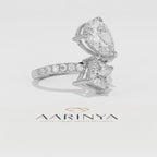 Aarinya Pear & Princess Cut Toi et Moi Ring, The Paradigm Asymmetric Dual Ring, Rose Gold Mixed-Cut Toi et Moi