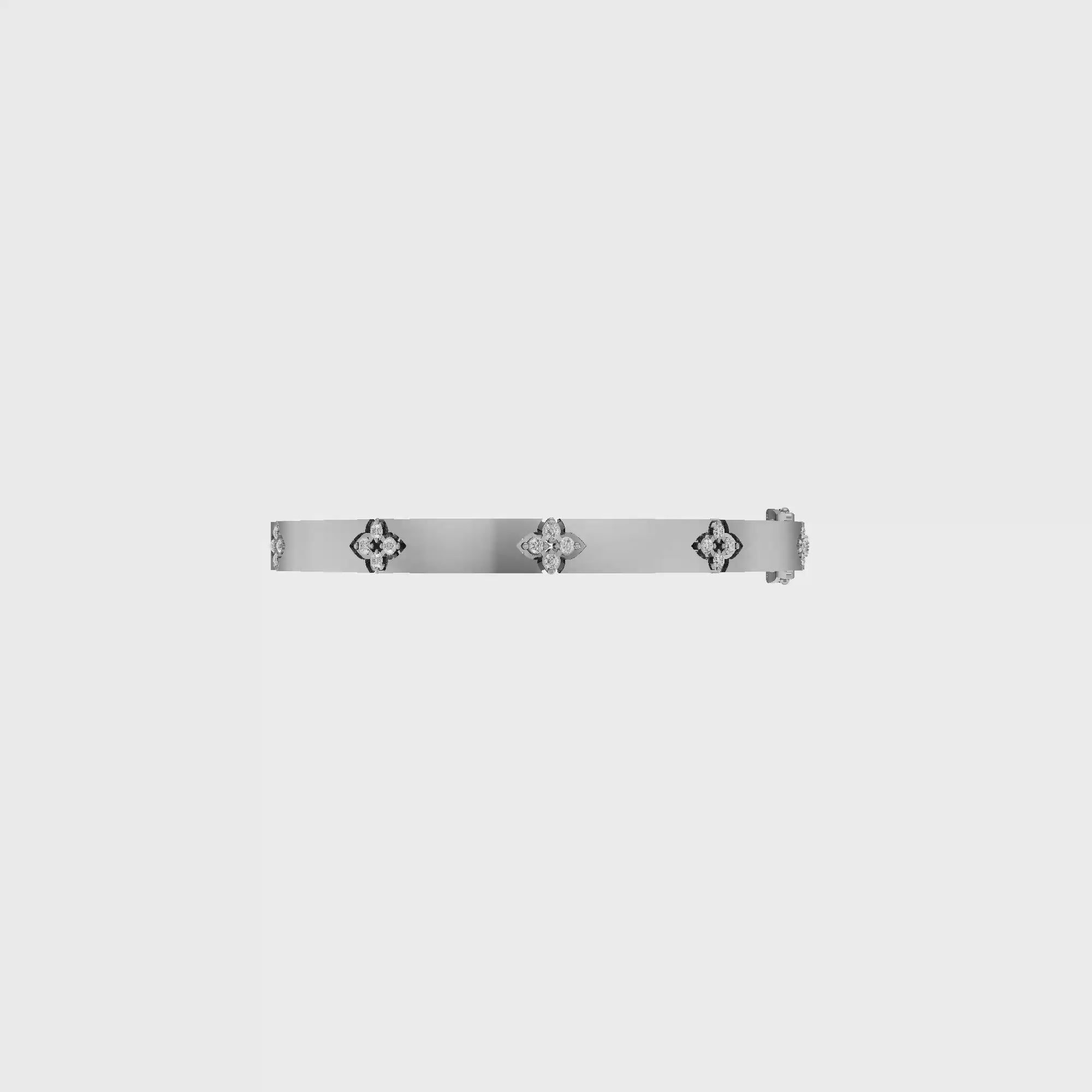 Aarinya Bloom Lattice Lab grown Diamond Oval Cuff Bracelet, Florenza Quatrefoil Diamond Kada Bracelet