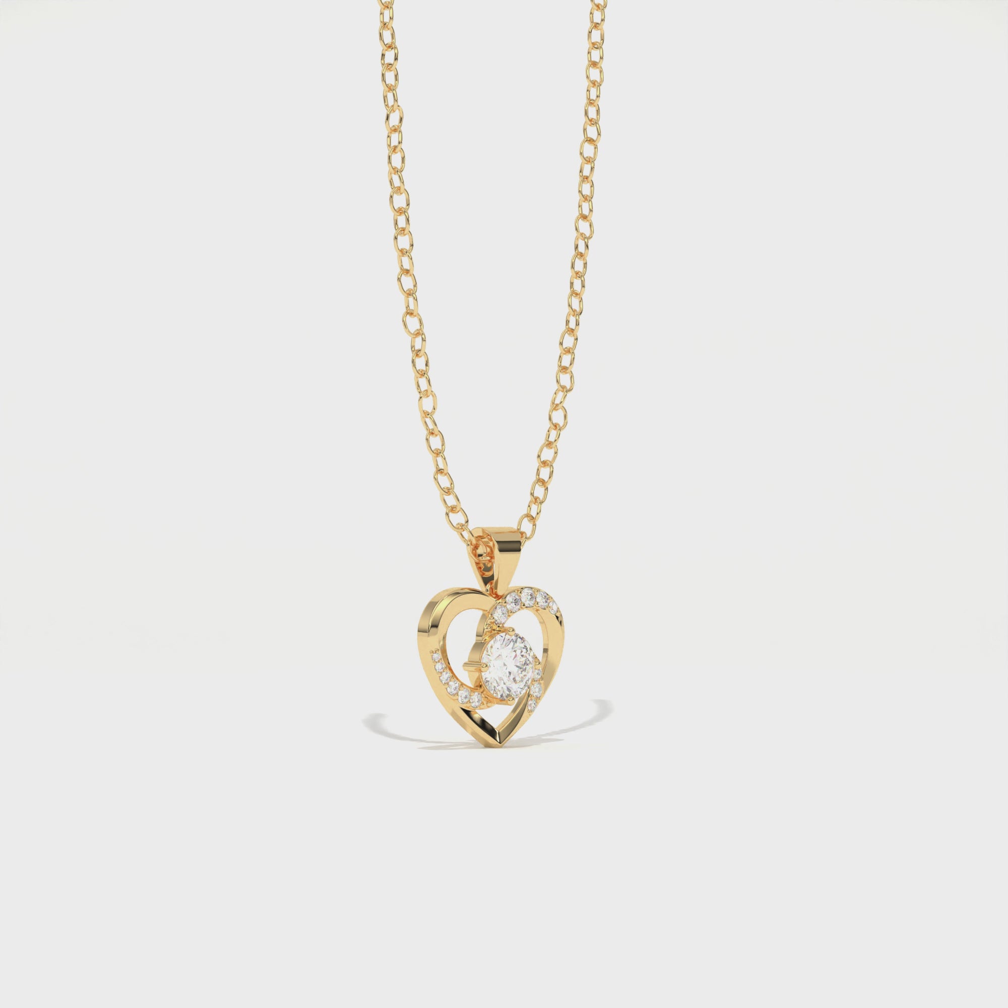 Aarinya Interlocking Heart Solitaire Lab-Grown Diamond Pendant