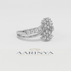 Aarinya Twin Floral Cluster Diamond Ring, The Helix Dual Rosette Ring, Twin Cluster Bypass Ring