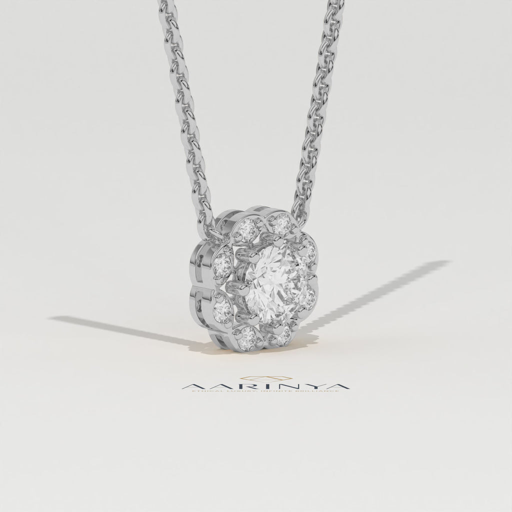 Aarinya Blossom Floral Pendant, Daily Wear / Office Wear Pendant, Milestone Birthday Gift, Floral Diamond Pendant