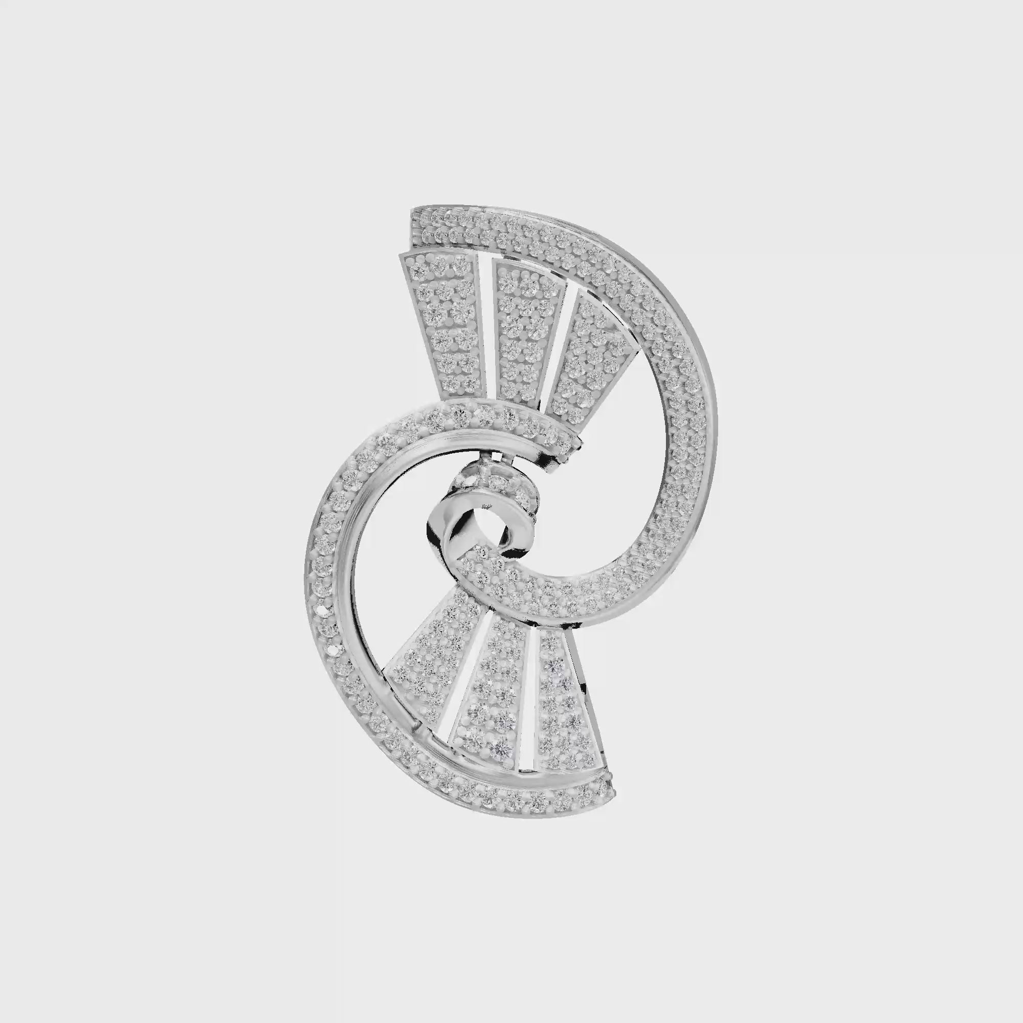 Aarinya Art Deco Lab-Grown Diamond Pin, Vortex Fan Geometric Lab-Grown Brooch