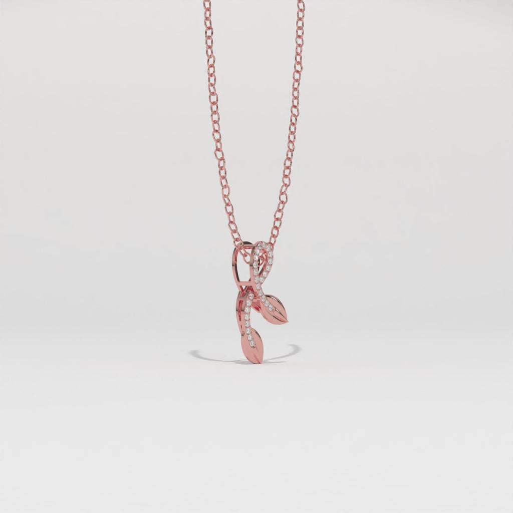 Aarinya Botanical Infinity Vine Lab-Grown Diamond Leaf Pendant, Olive Leaf Infinity Pendant