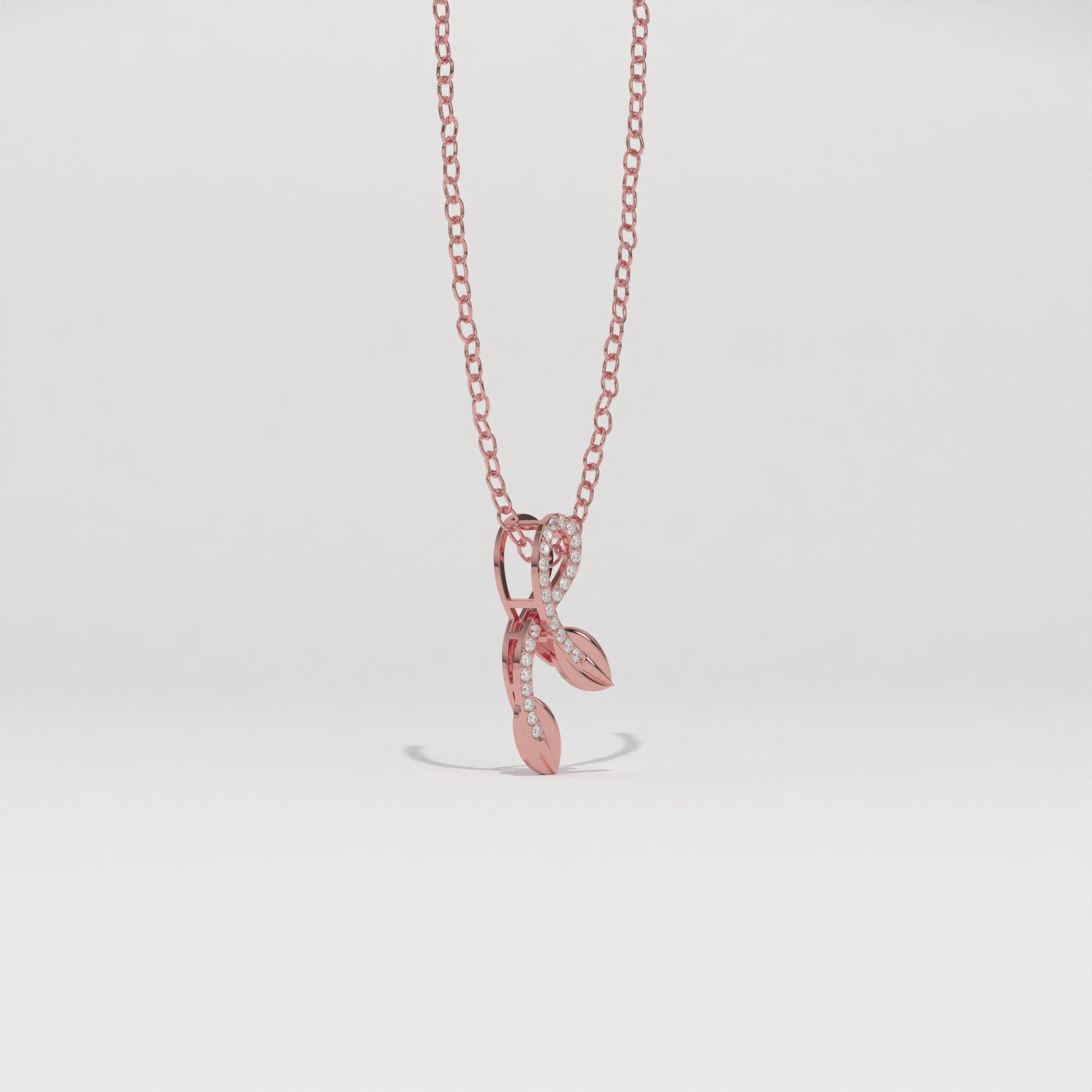 Aarinya Botanical Infinity Vine Lab-Grown Diamond Leaf Pendant, Olive Leaf Infinity Pendant
