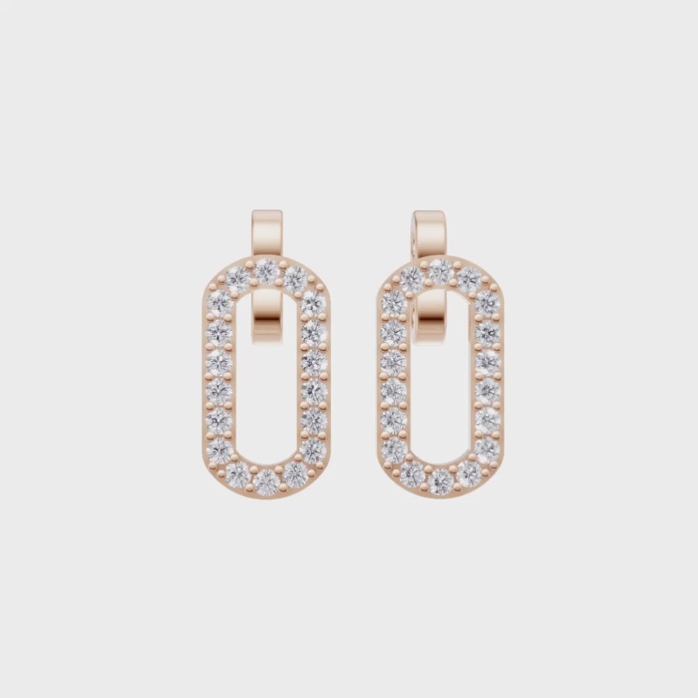 Aarinya Geometric Diamond Link Pendant Set, The Lumina Oval Paperclip Diamond Pendant Set