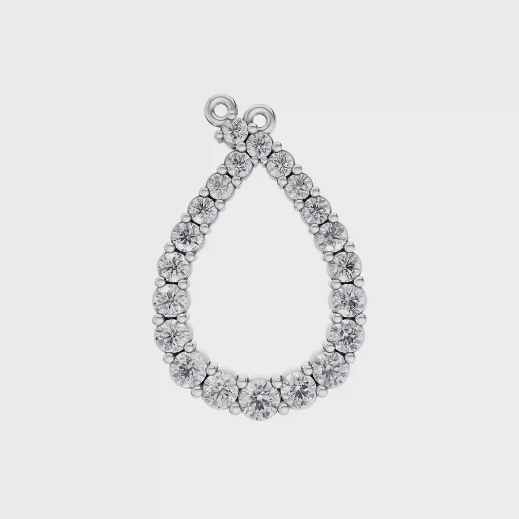 Aarinya Teardrop Pave Lab Grown Diamond Pendant, The Pear Open-Halo Diamond Pendant