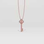 Aarinya Vintage Fleur-de-Lis Lab-Grown Diamond Key Pendant, The Centurion Minimalist Baroque Key Pendant