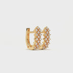 Aarinya Zig-Zag Honeycomb Triple-Row Lab-Grown Diamond Earrings, The Centurion Triple-Row Interlocking Mosaic Hoop Earrings