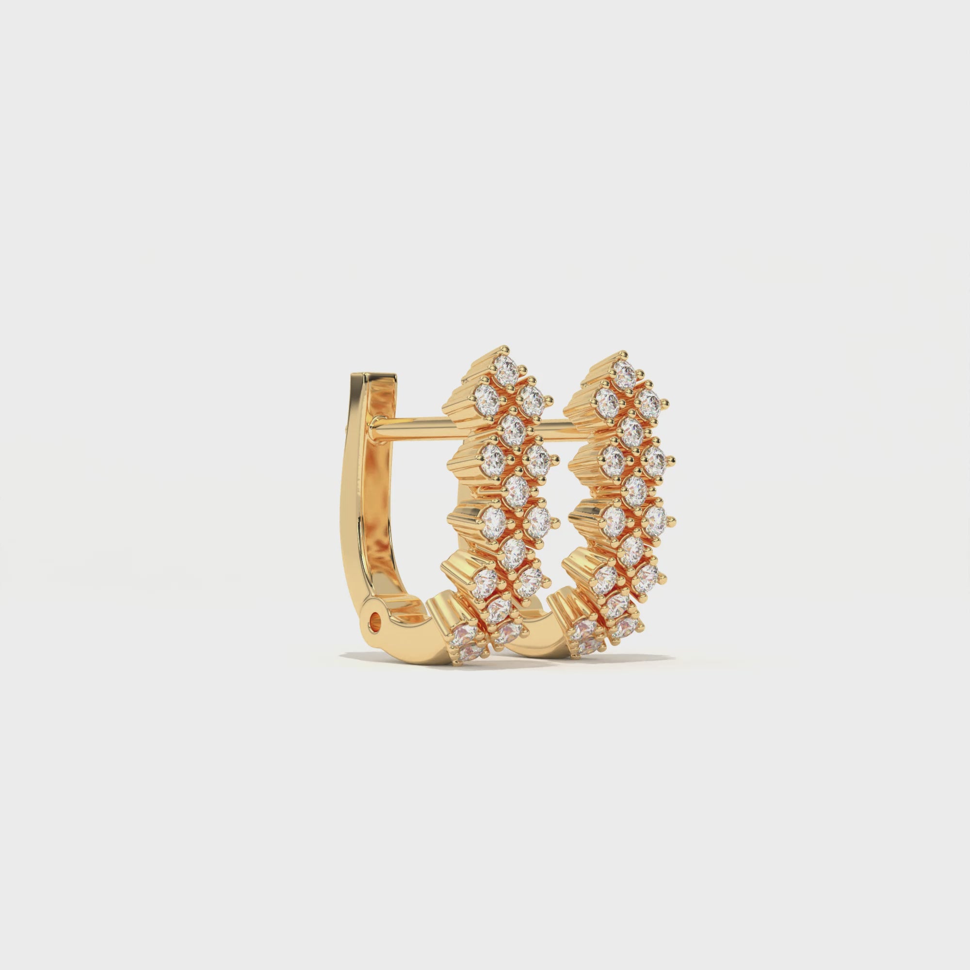 Aarinya Zig-Zag Honeycomb Triple-Row Lab-Grown Diamond Earrings, The Centurion Triple-Row Interlocking Mosaic Hoop Earrings