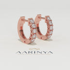 Aarinya Aurelia Diamond Hoop Earrings, Classic Round Diamond Hoop Earrings, 5-Stone Daily Wear Hoop Earrings