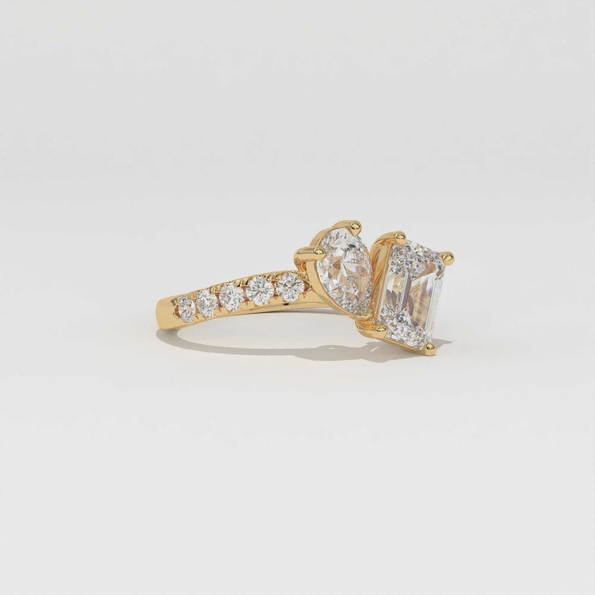 Aarinya Pear & Emerald-Cut Lab-Grown Diamond Toi et Moi Ring